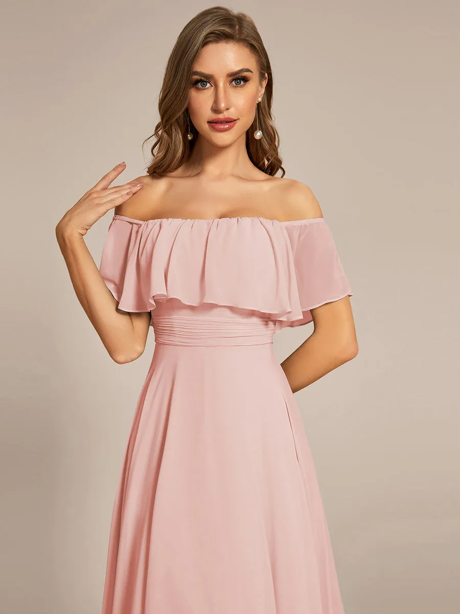 Off Shoulder Chiffon Split Wholesale Bridesmaid Dresses