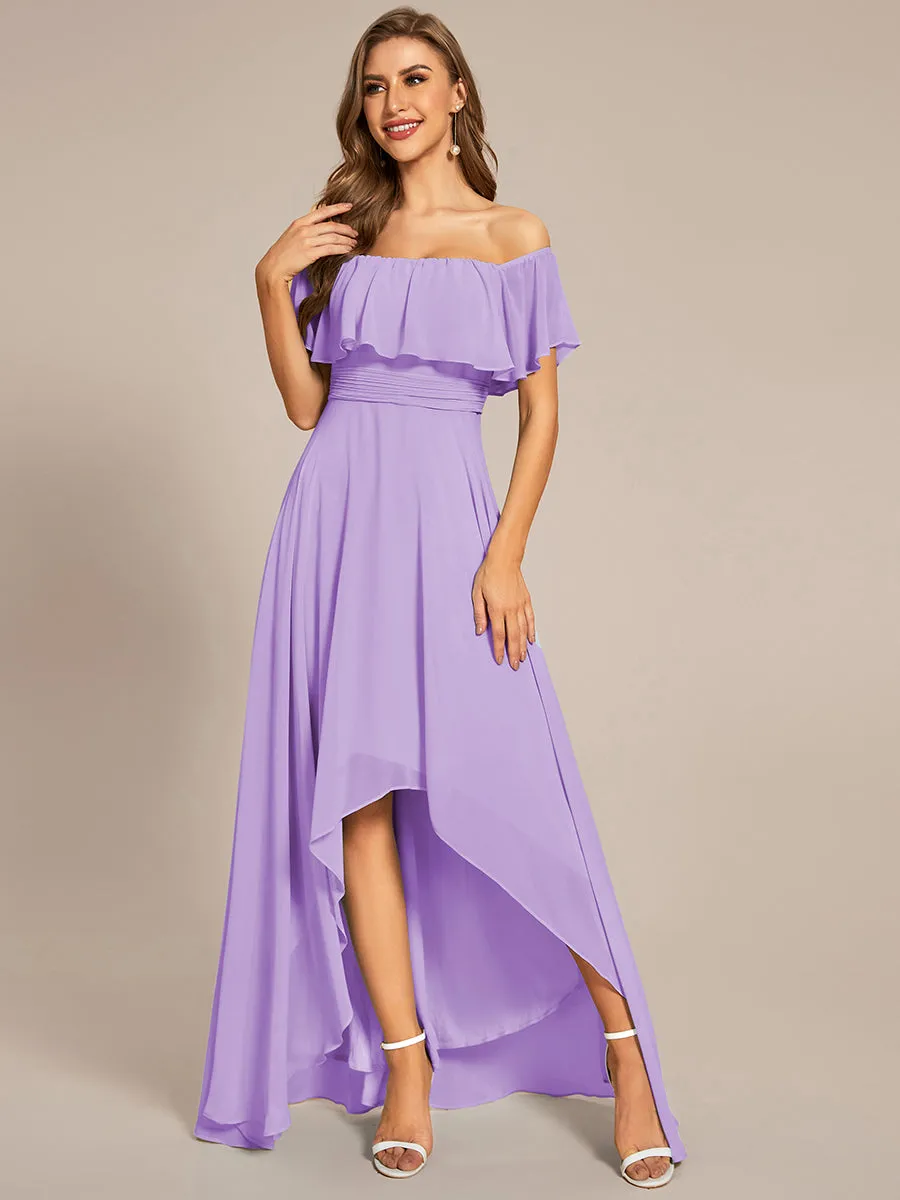 Off Shoulder Chiffon Split Wholesale Bridesmaid Dresses