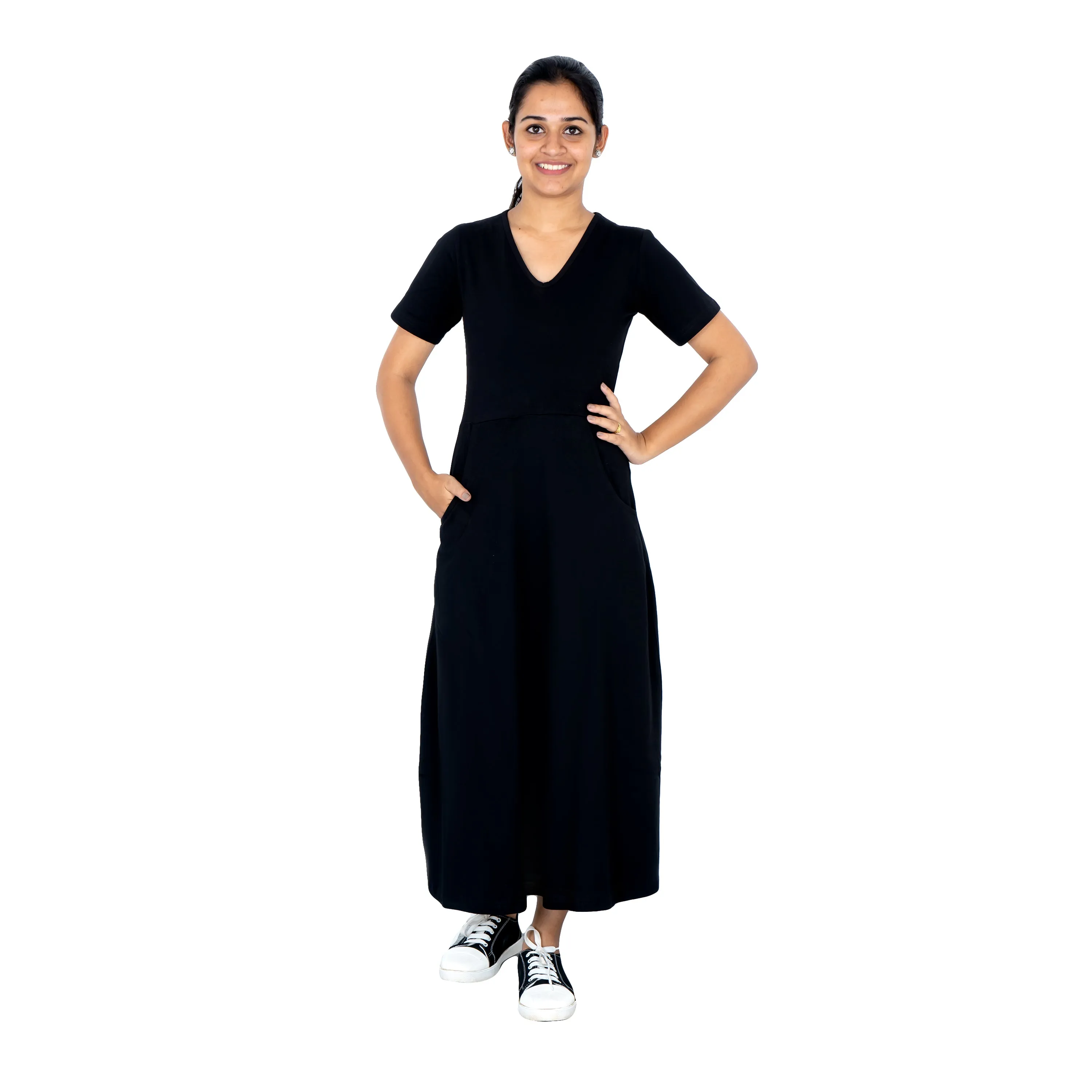 Onyx Long Midi Dress (With Waist Seam)