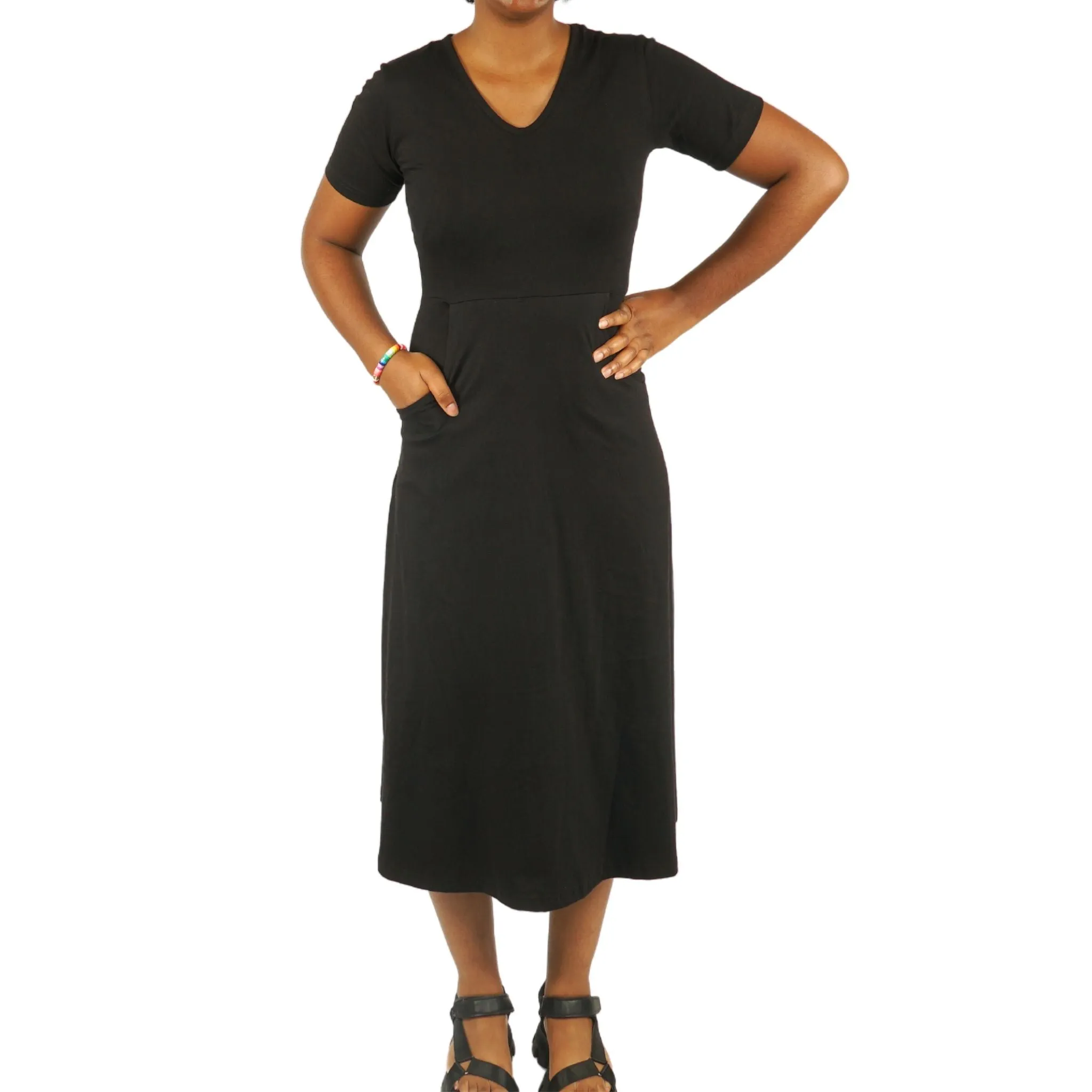 Onyx Long Midi Dress (With Waist Seam)