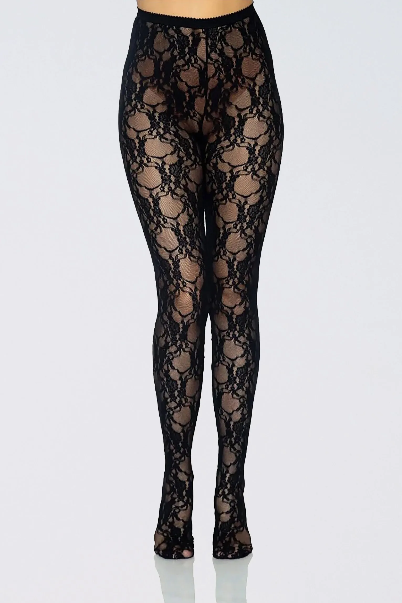 Pantyhose Floral Lace Black