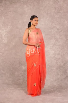 Peach Chiffon Saree