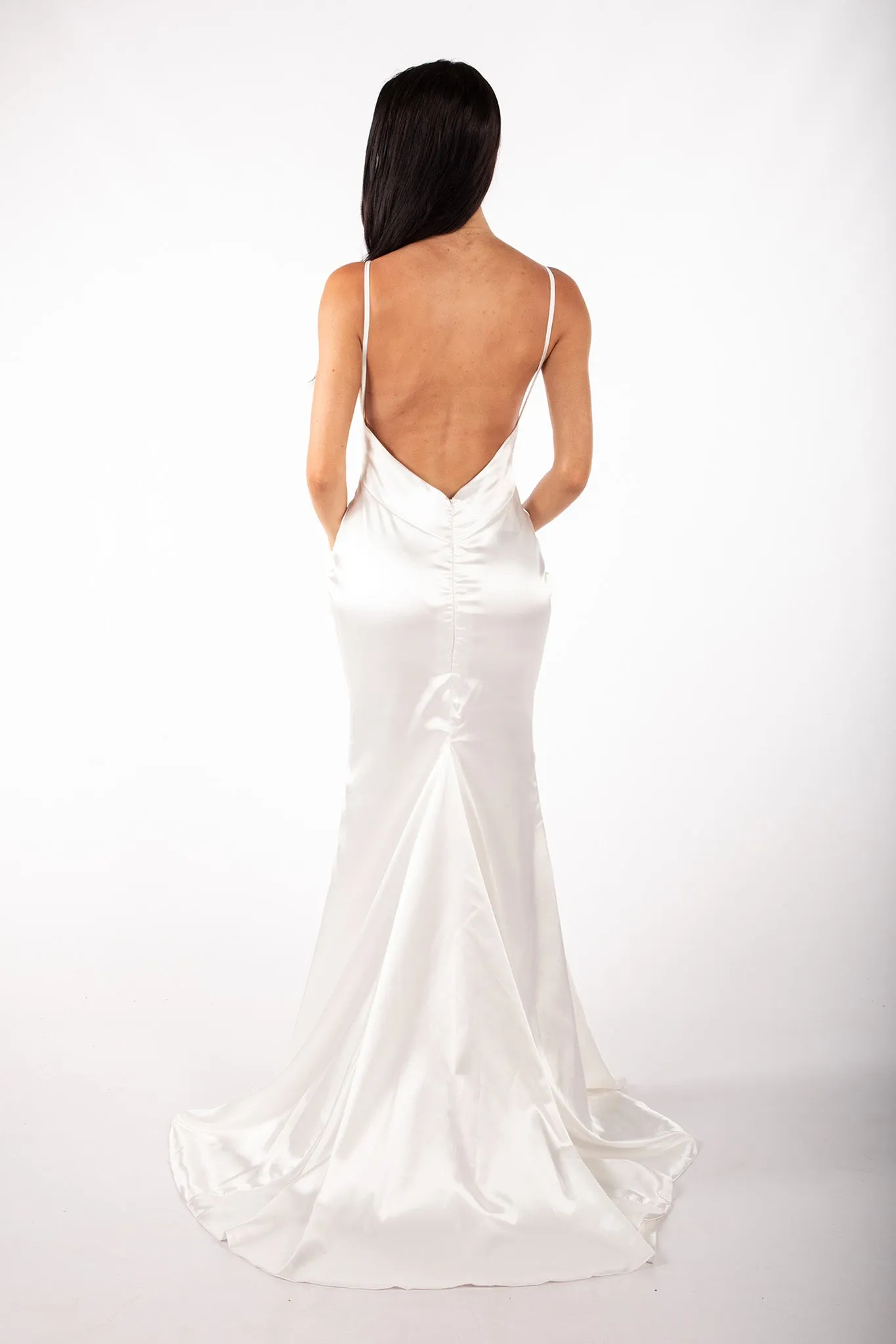 Penelope Satin Gown - Ivory (L & XL - Clearance Sale)