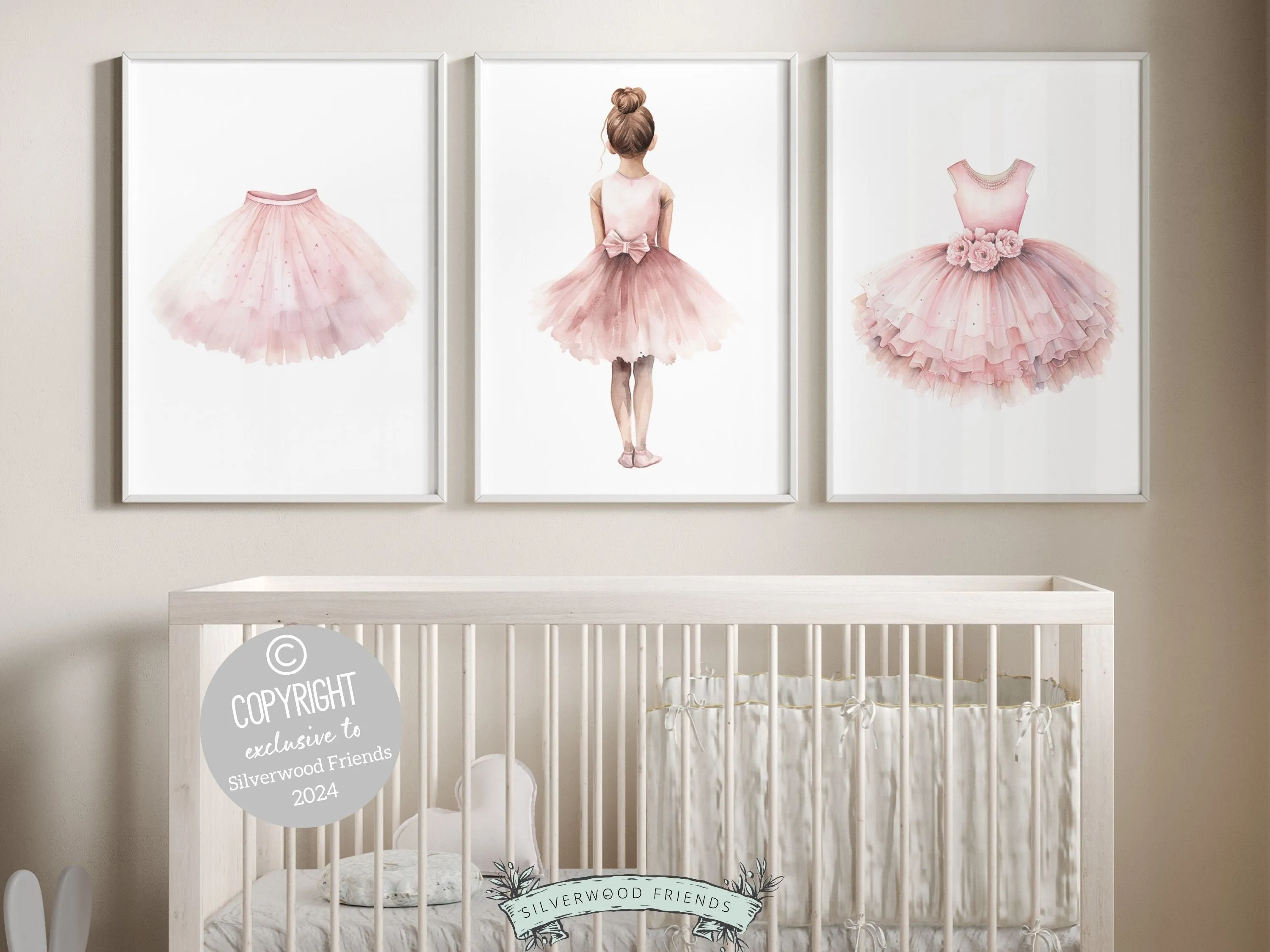 Pink Ballerina Nursery Wall Art