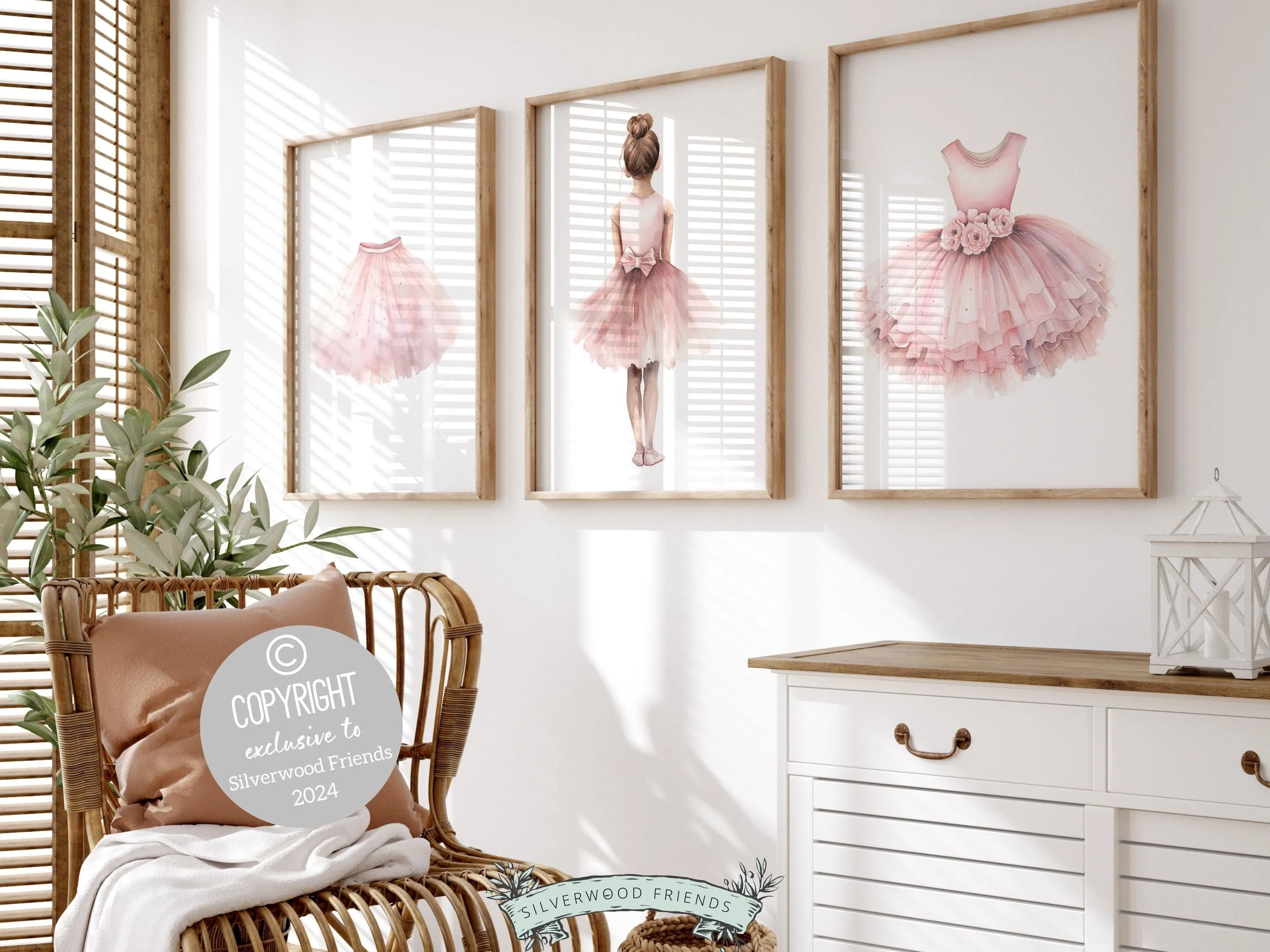 Pink Ballerina Nursery Wall Art