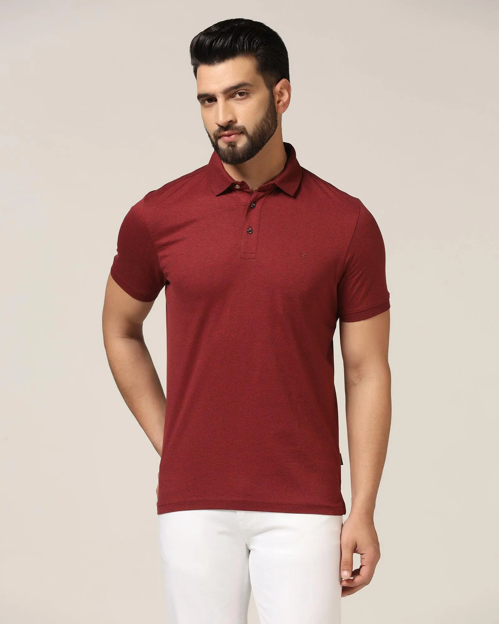 Polo Red Melange Solid T-Shirt - Felix