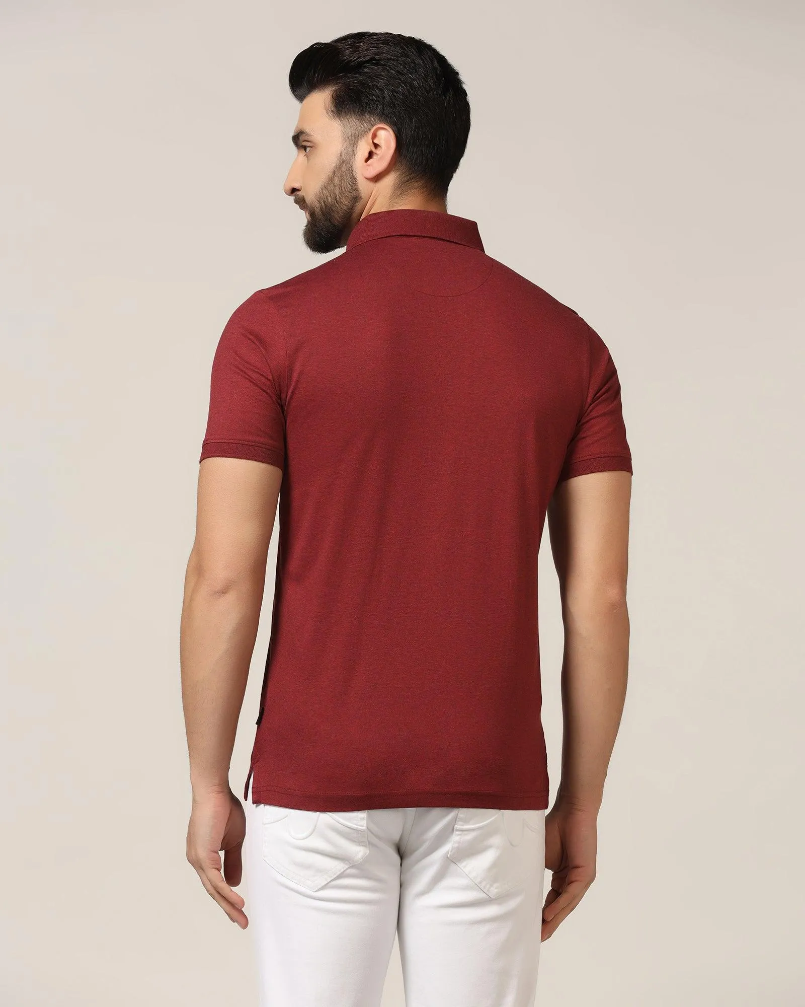 Polo Red Melange Solid T-Shirt - Felix