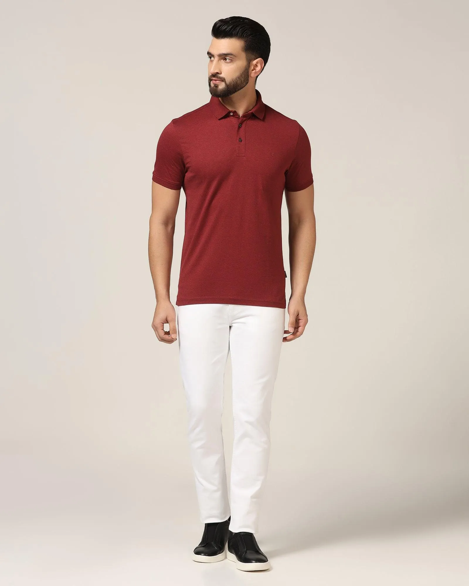 Polo Red Melange Solid T-Shirt - Felix