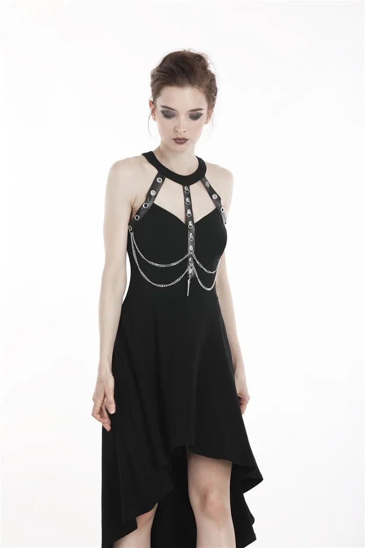 Punk metal chain tail dress DW316