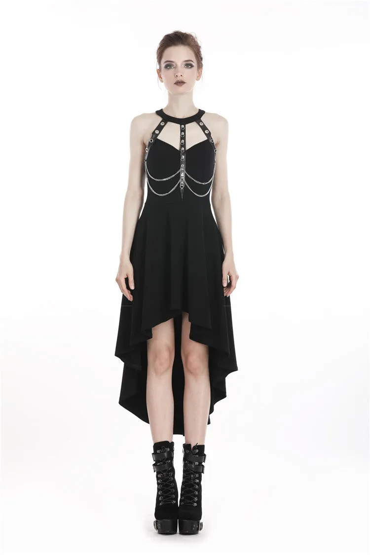 Punk metal chain tail dress DW316