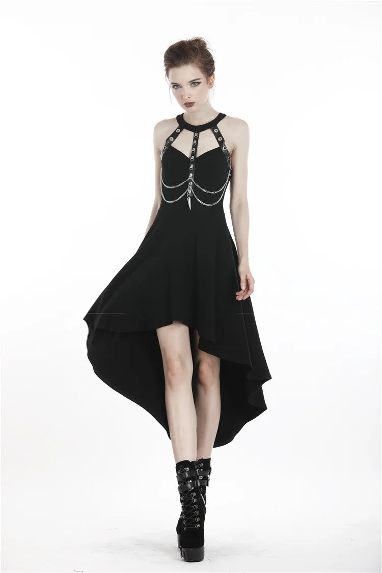 Punk metal chain tail dress DW316