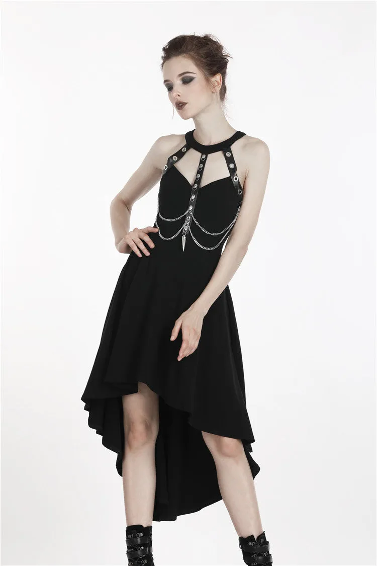 Punk metal chain tail dress DW316