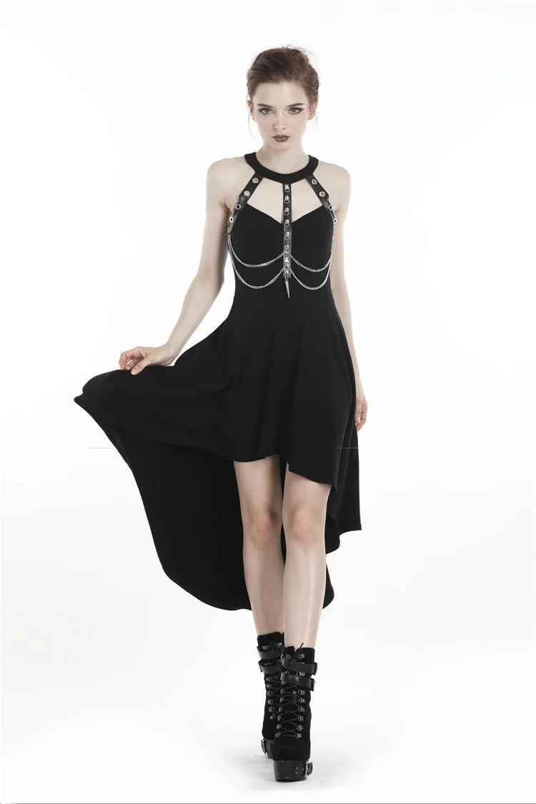 Punk metal chain tail dress DW316