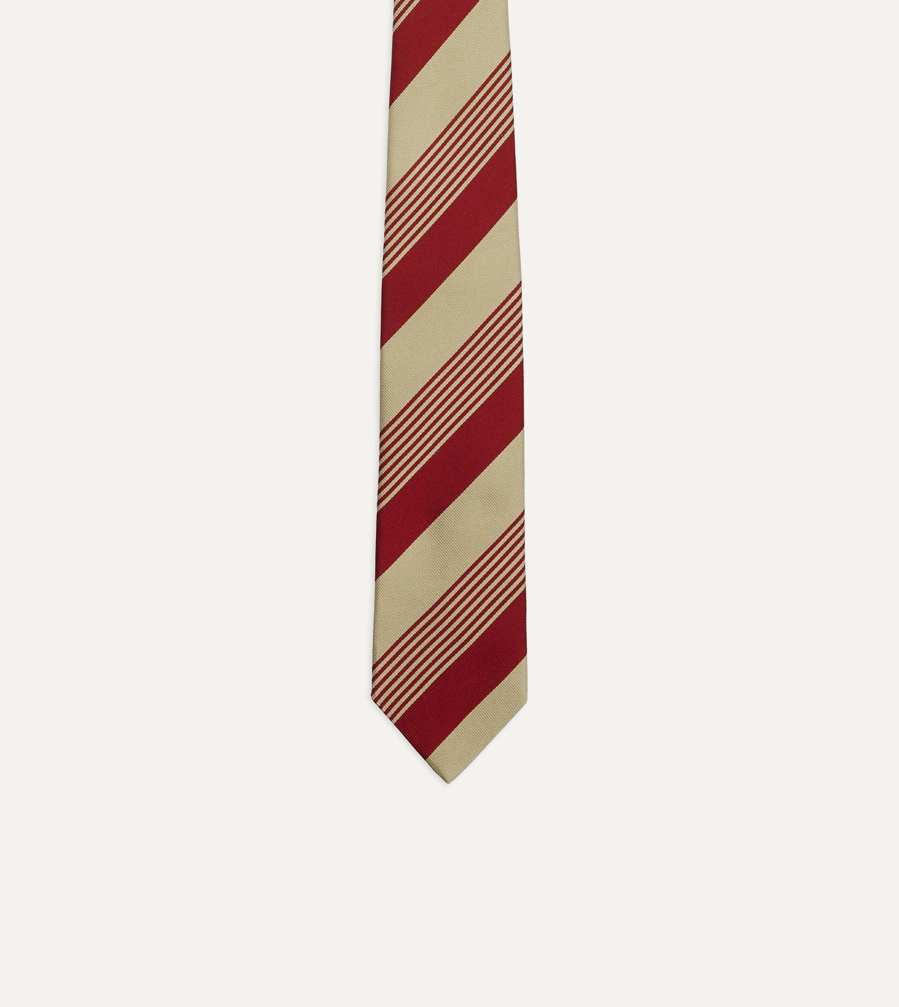 Red and Gold Multi Stripe Silk Tipped Tie