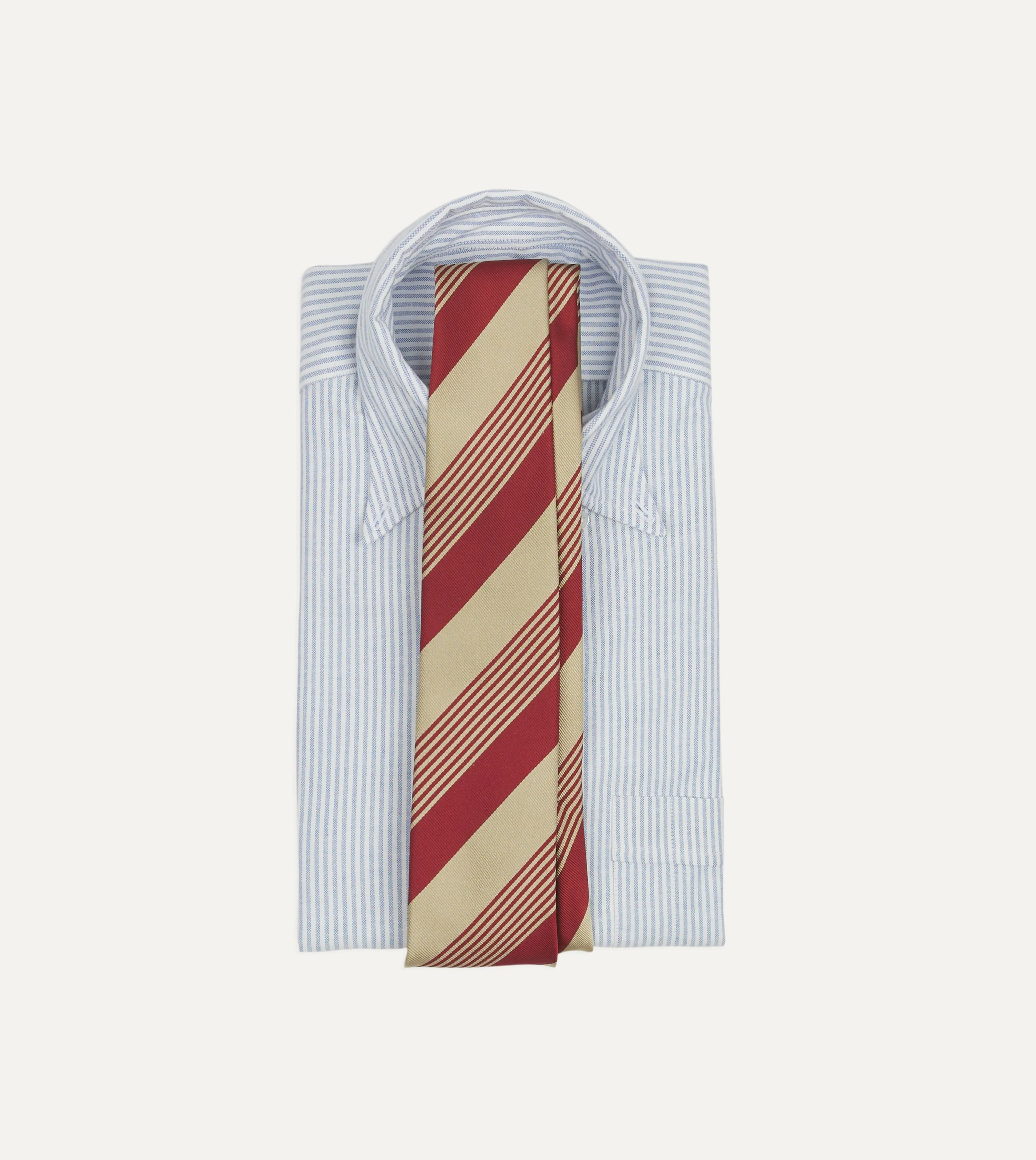 Red and Gold Multi Stripe Silk Tipped Tie