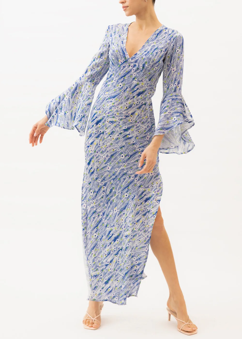 Rita Peacock Print Maxi Dress