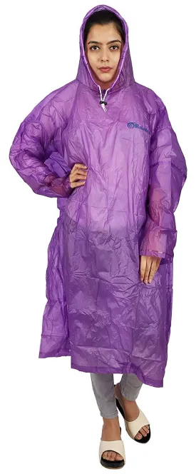 Romano nx PVC Waterproof Reusable Rain Ponchos Raincoat Rainwear Hooded Camping