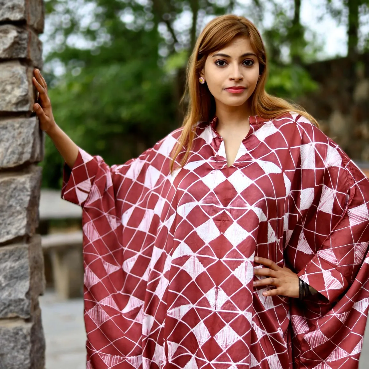 Rust Hand Dyed Modal Silk Tunic Dress