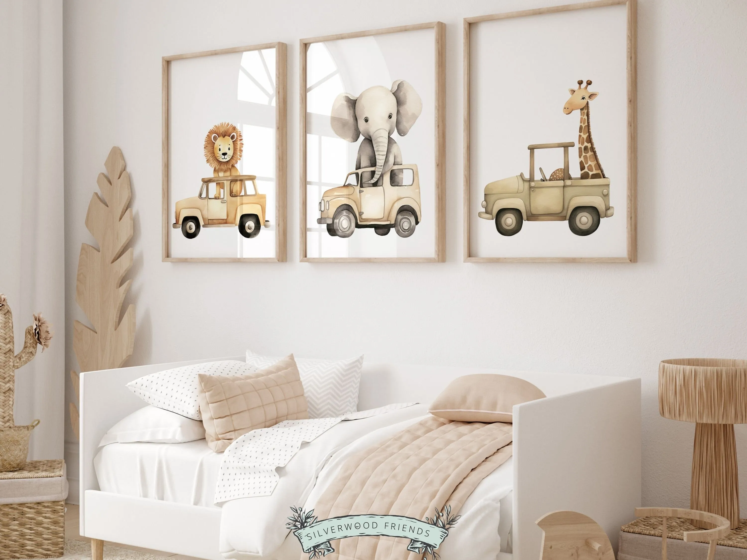 Safari Animal Car Nursery Print Set of 3