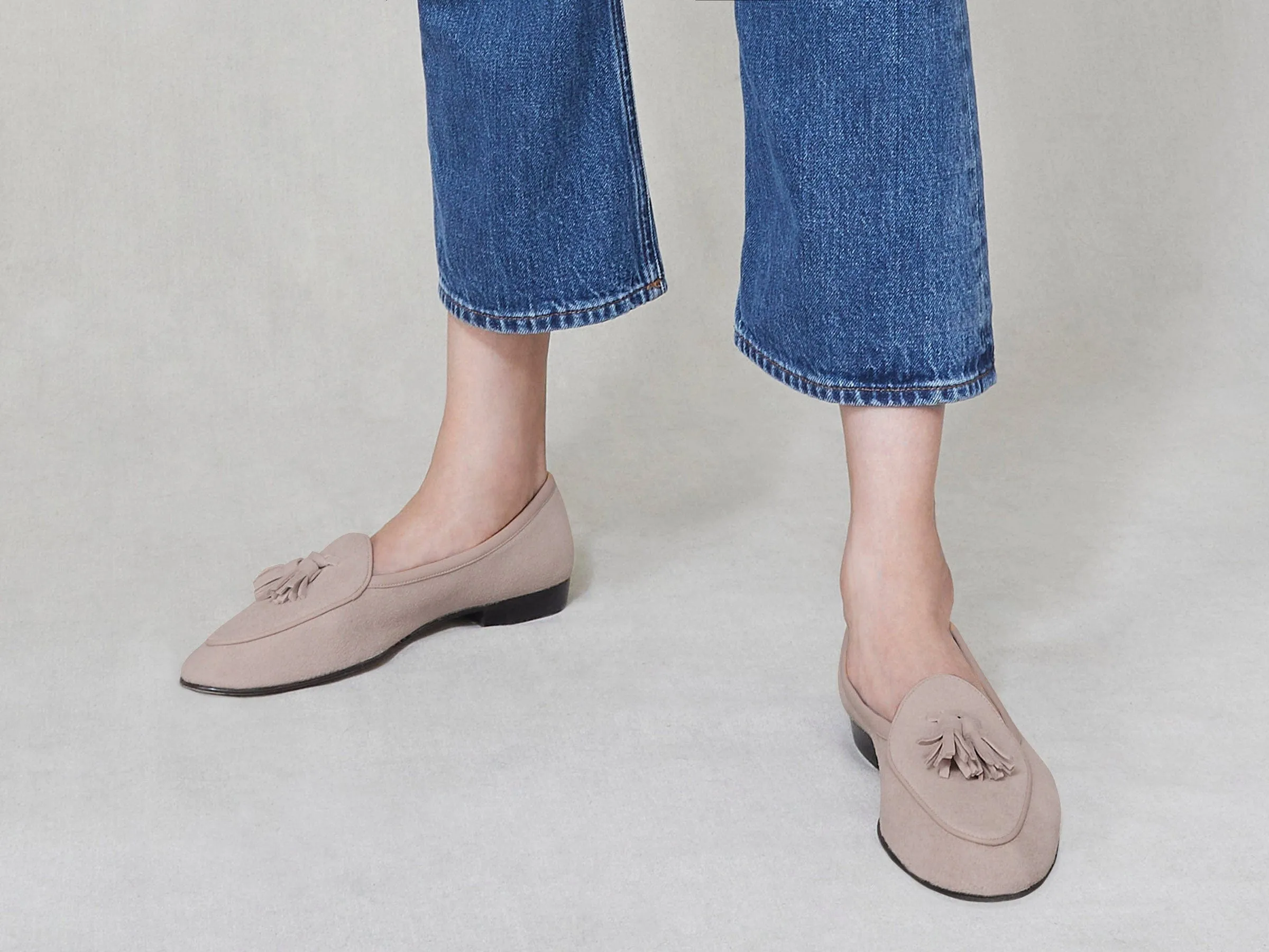 Sagan Classic Tassel Loafers in Albâtre Asteria Suede