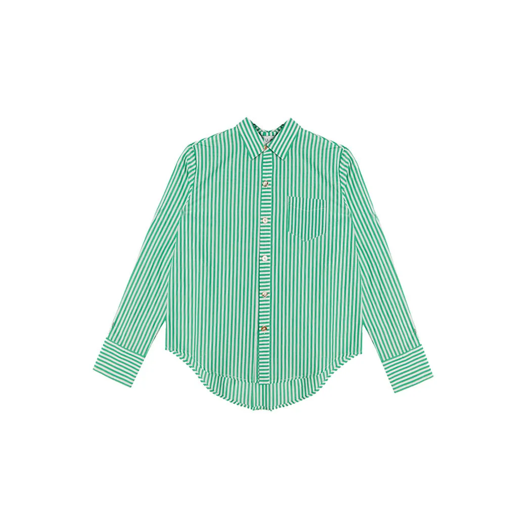 SAMPLE - Mel Mixed Button Down Shirt - Lime