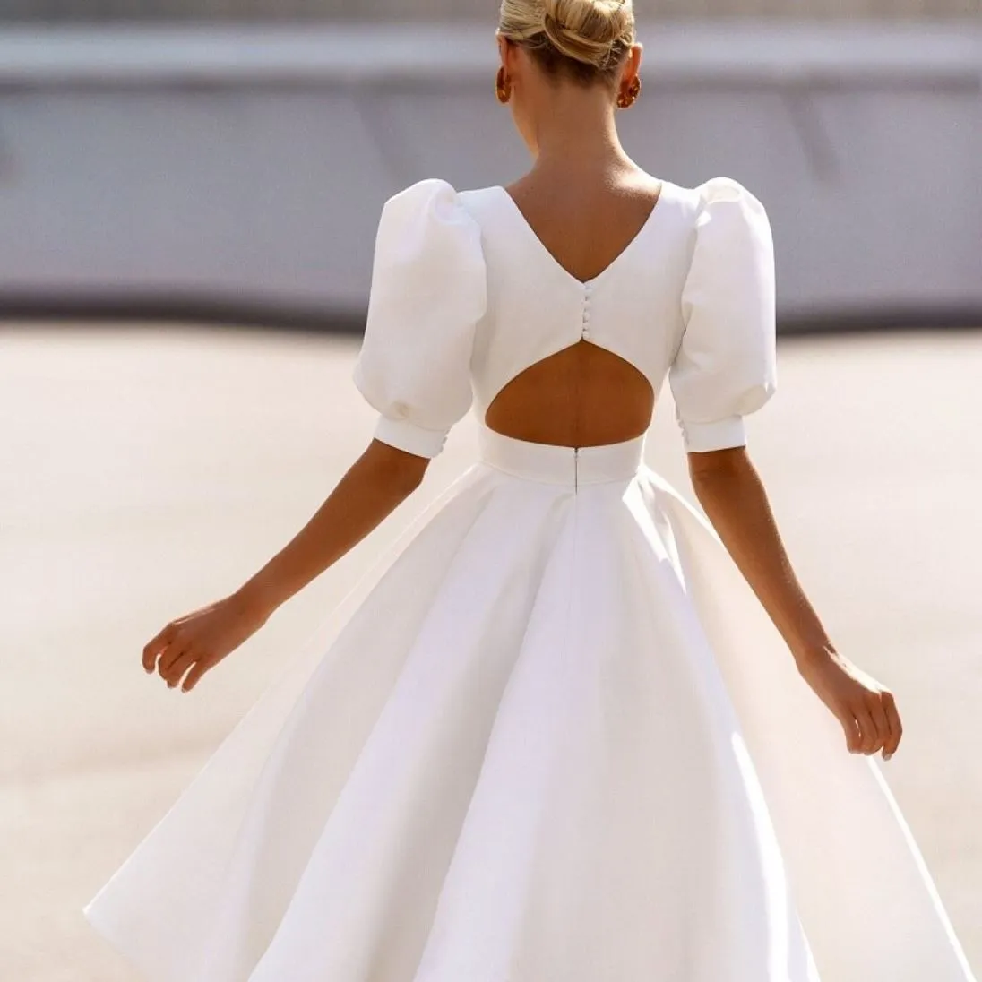 Satin Puff Charm Bridal Dress