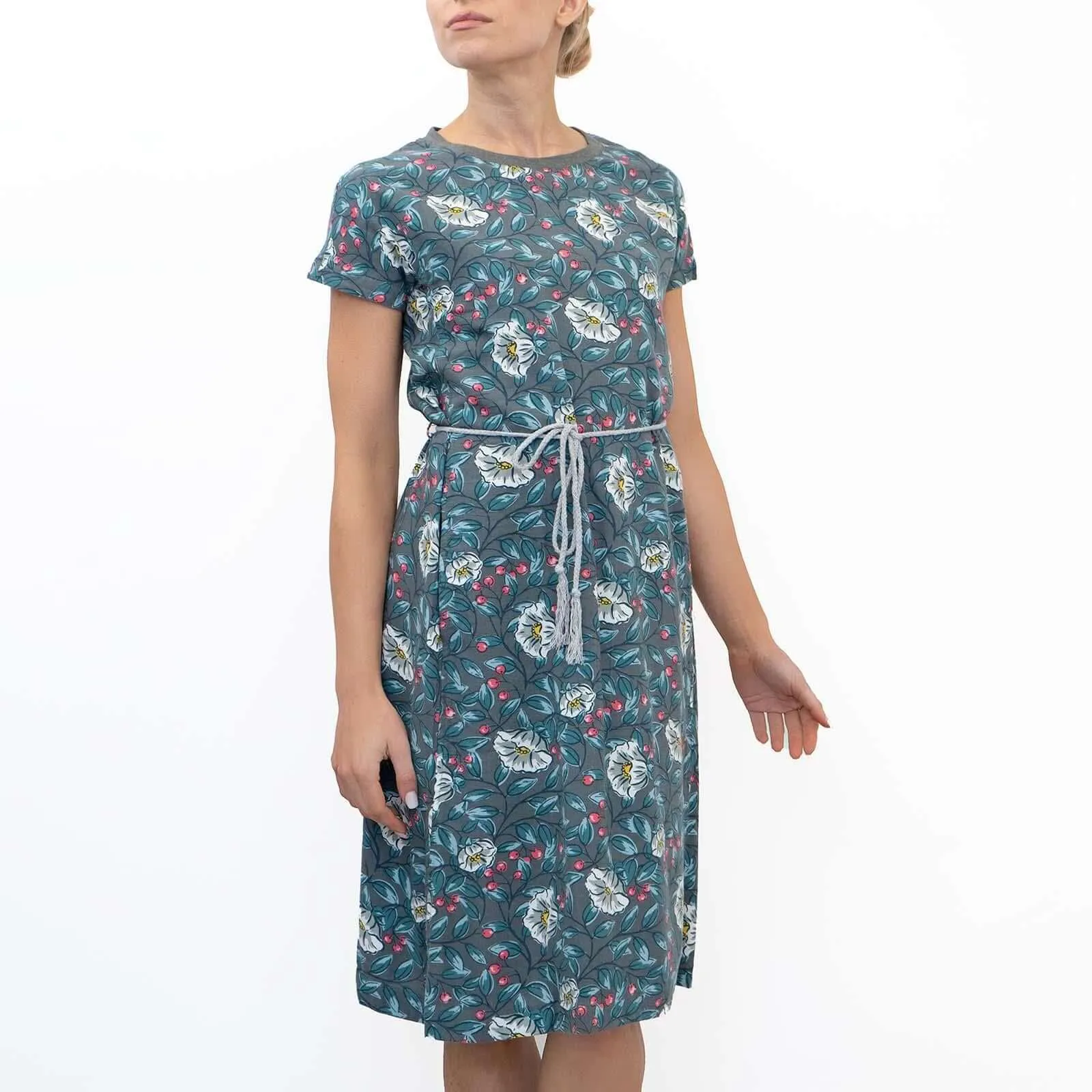 Seasalt Flower Show Short Sleeve Floral Print Cotton Jersey Short Dresses