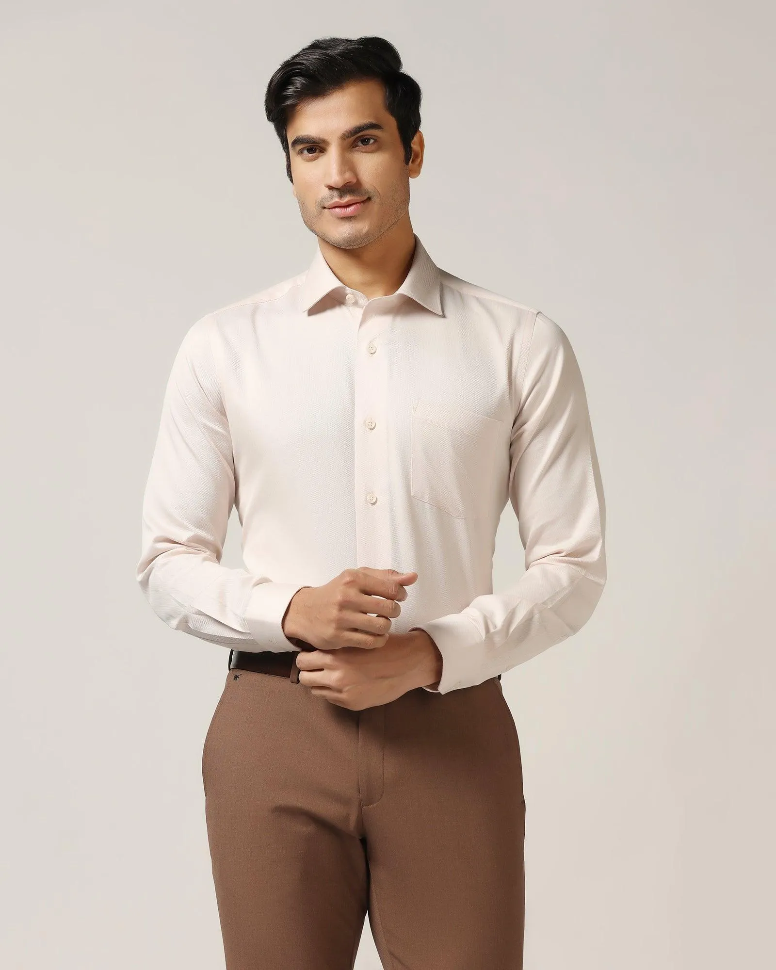 Temp Tech Formal Peach Textured Shirt - Shalom