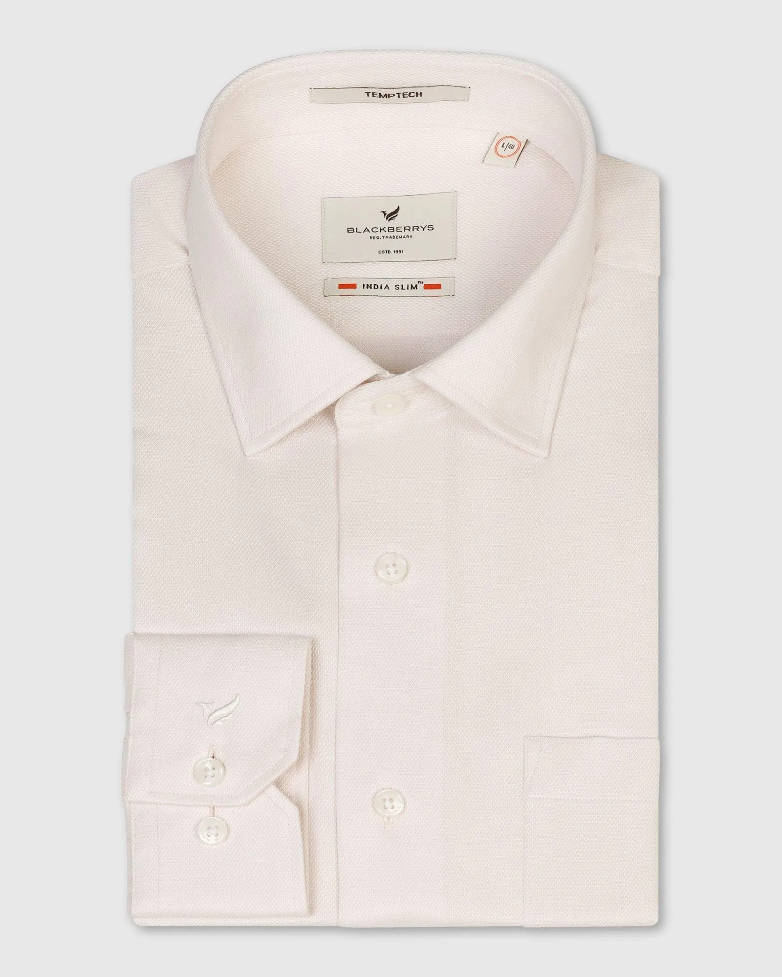 Temp Tech Formal Peach Textured Shirt - Shalom