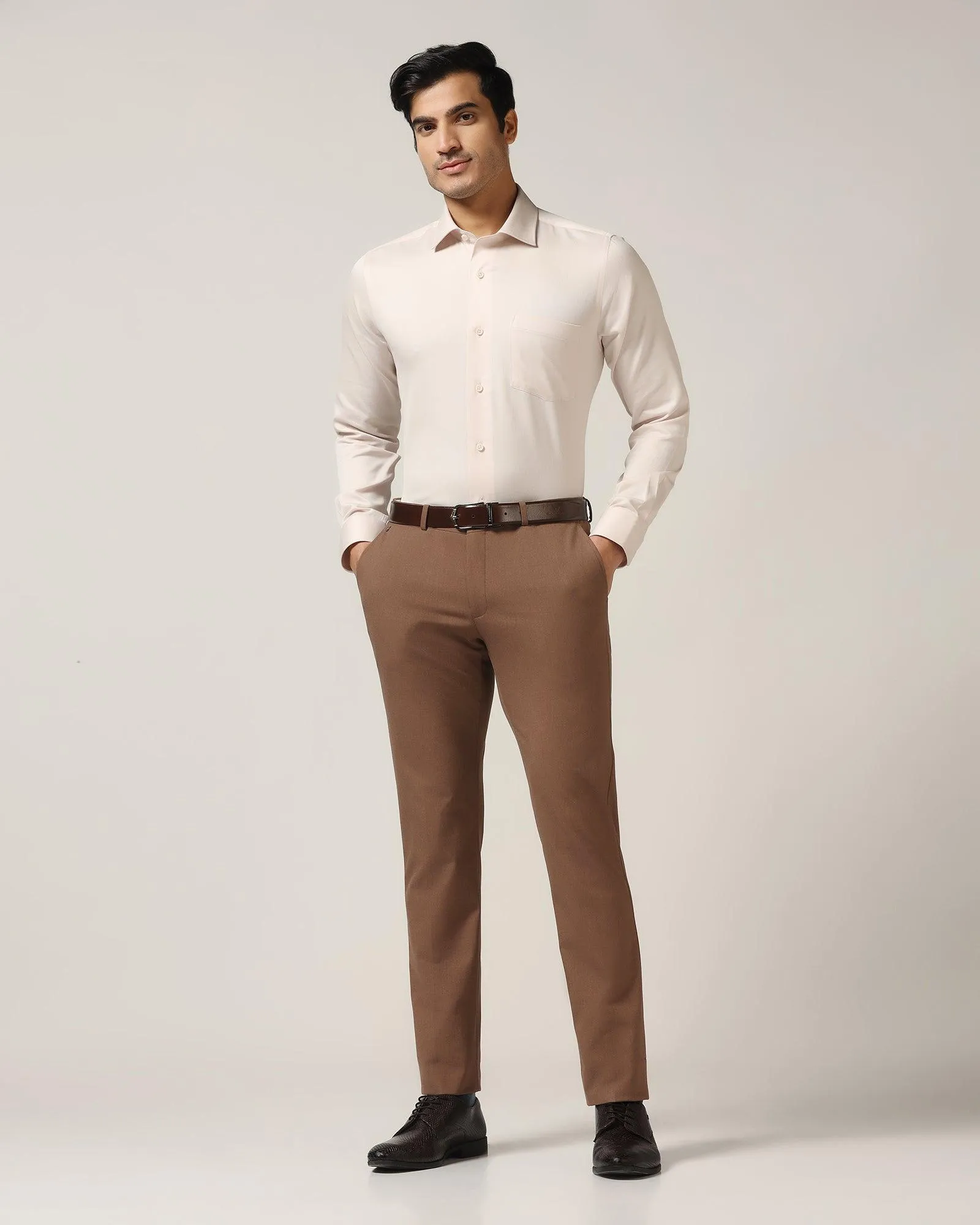 Temp Tech Formal Peach Textured Shirt - Shalom