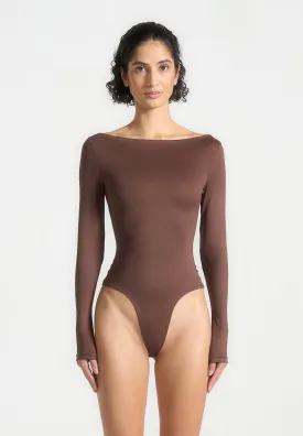 Éternelle Boat Neck Bodysuit - Brown