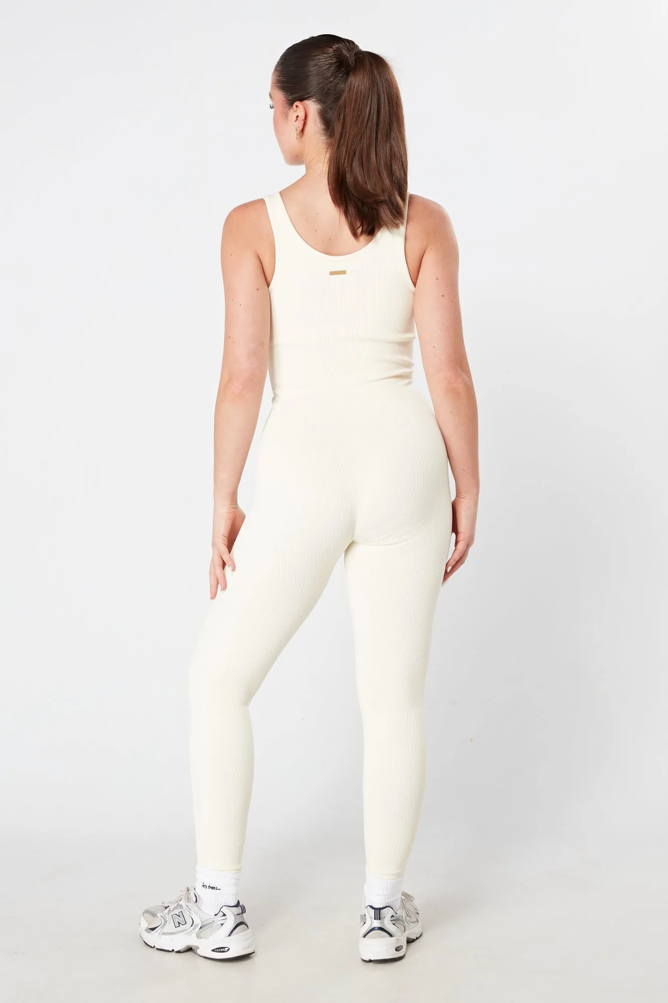 Twill Active Ribbed Unitard - CREAM