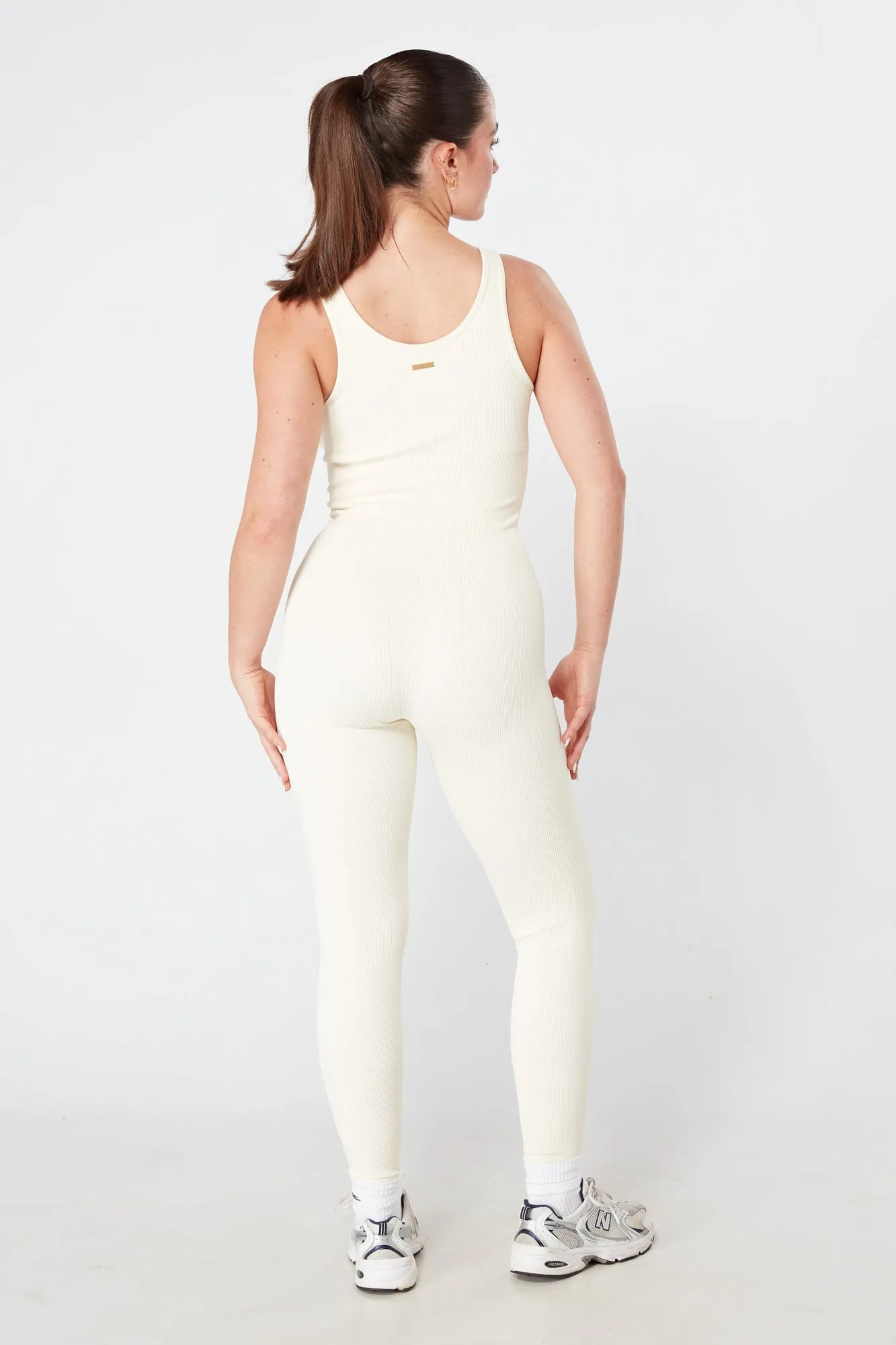 Twill Active Ribbed Unitard - CREAM