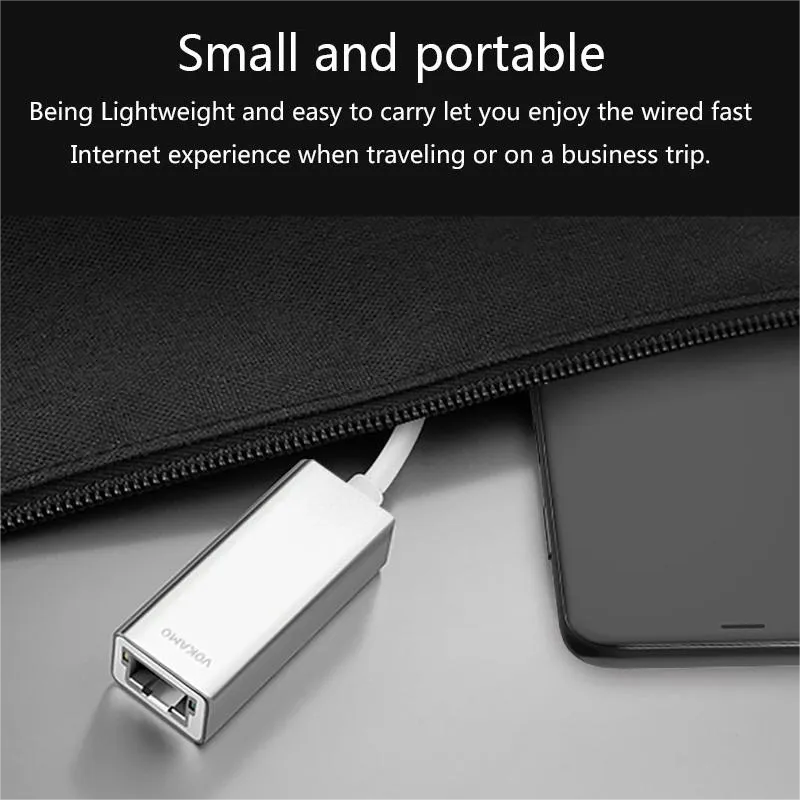 VOKAMO USB-C to Gigabit Ethernet Adapter Cable Portable 1-Gigabit Network Hub