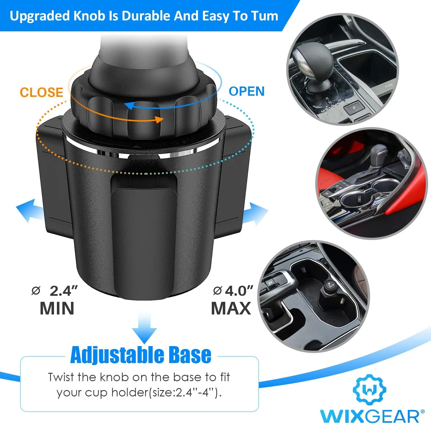 WixGear Cup Holder Phone Mount,Car Cup Holder Phone Mount Adjustable Automobile Cup Holder Smart Phone Cradle Car Mount