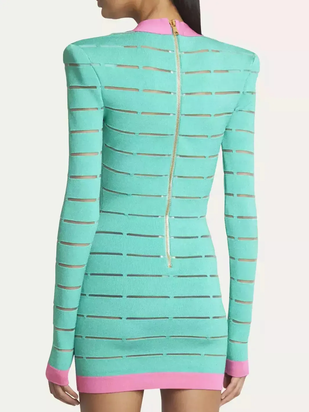 Women’s Color-Contrast V-Neck Knit Mini Dress