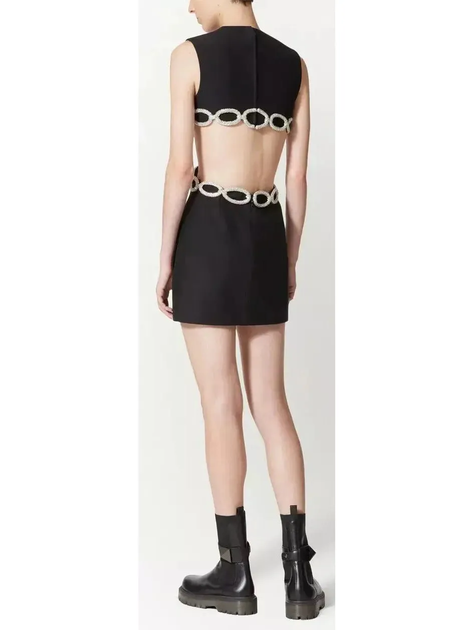 Women’s Crystal Link-Embellished Cut-Out Mini Dress