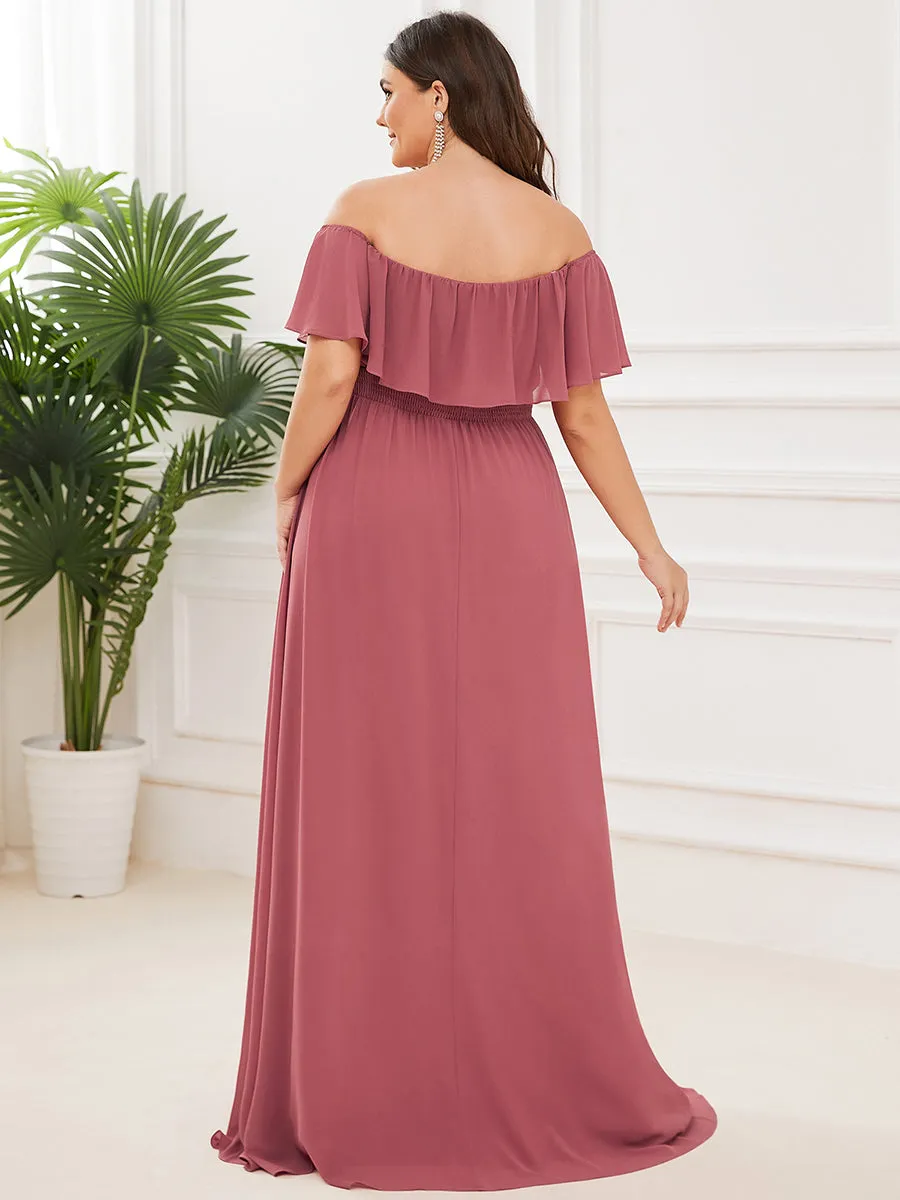 Women's Plus Size Ruffle Thigh Split Wholesale Bridesmaid Dresses