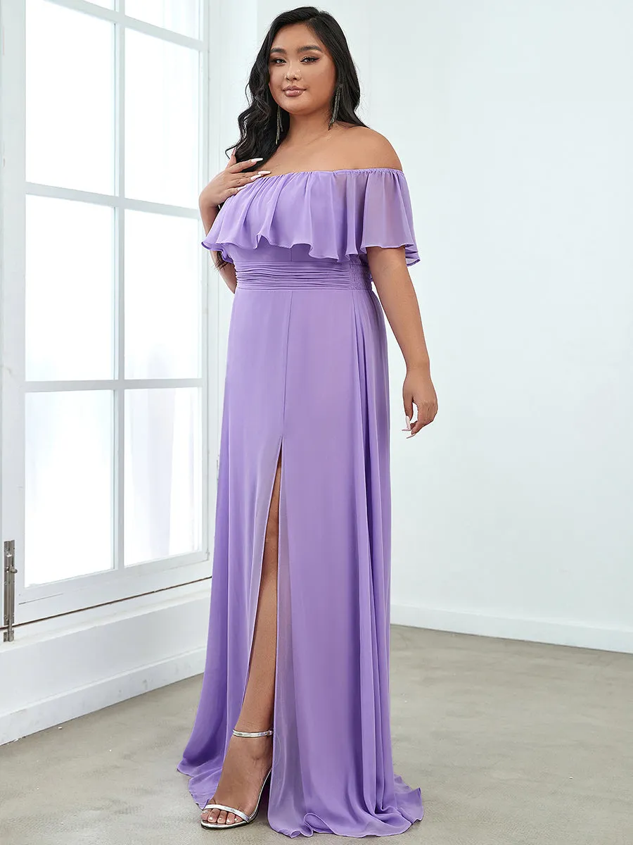 Women's Plus Size Ruffle Thigh Split Wholesale Bridesmaid Dresses