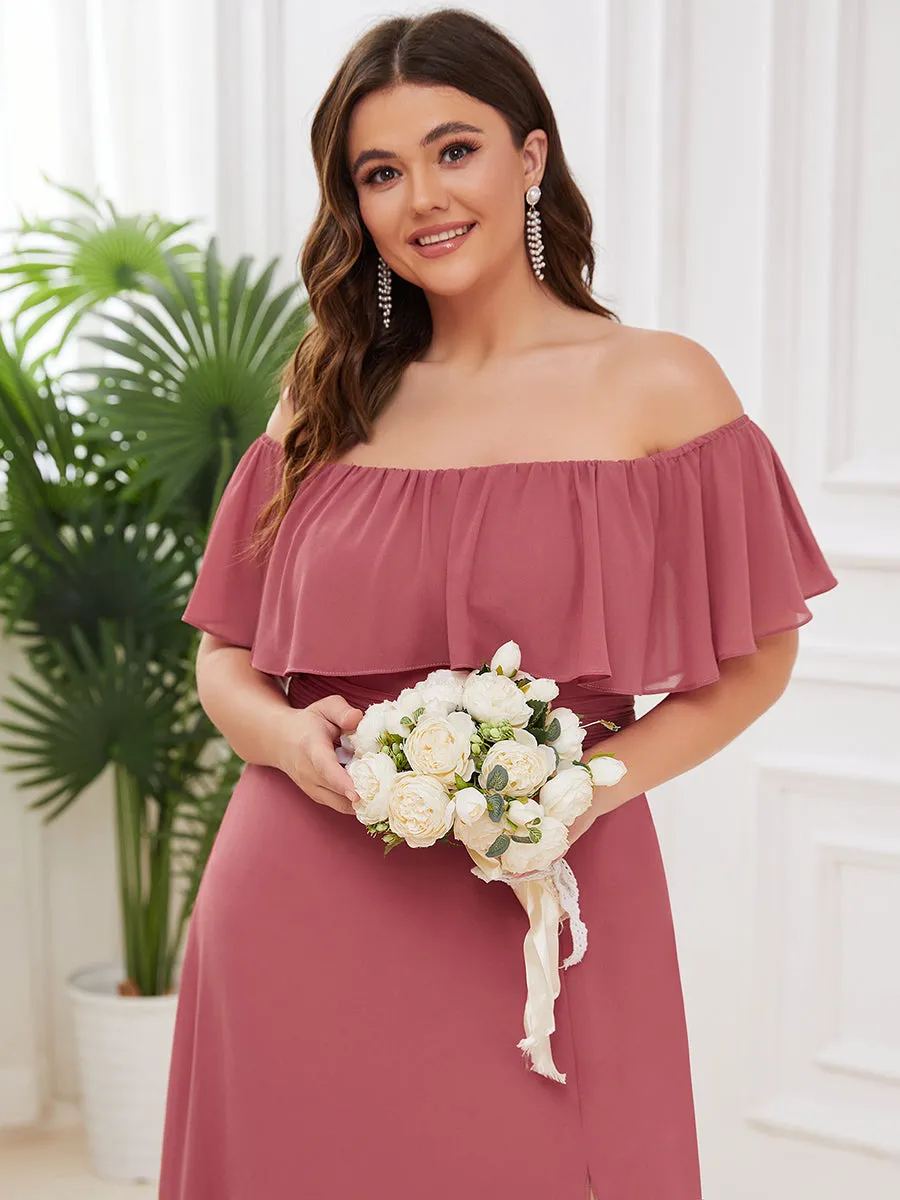 Women's Plus Size Ruffle Thigh Split Wholesale Bridesmaid Dresses